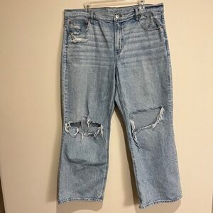 American Eagle Jeans Stovepipe Strigid Light Wash Distressed Size 18